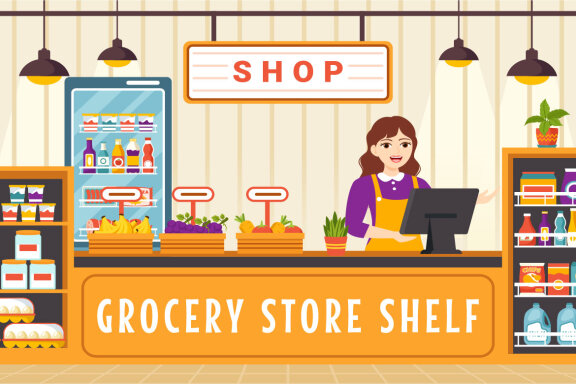 10 Grocery Store Shelf Illustration