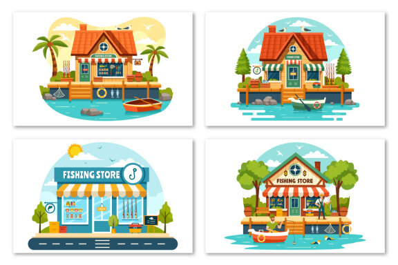 8 Fishing Store Illustration