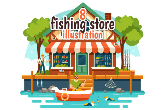 8 Fishing Store Illustration