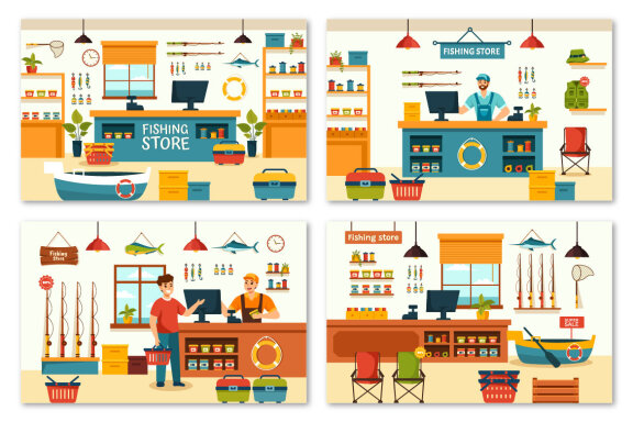 8 Fishing Store Illustration