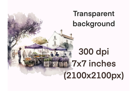 Lavender Fields PNG Bundle, Watercolor Floral Landscape clipart