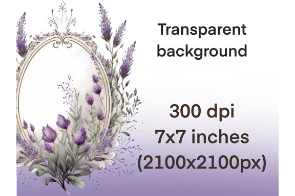 Lavender Frames & Wreaths PNG Bundle
