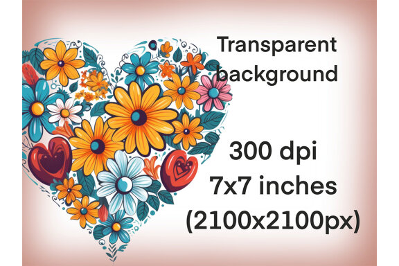 Floral Hearts PNG Bundle
