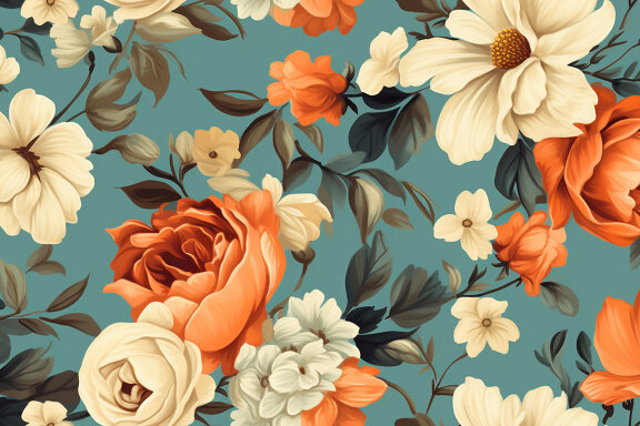 6 Seamless Pattern Vintage Flowers Background