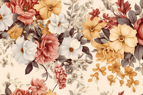 6 Seamless Pattern Vintage Flowers Background