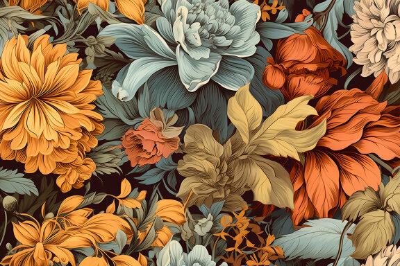 6 Seamless Pattern Vintage Flowers Background