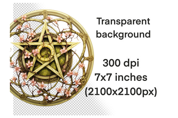 Pagan Wreaths & Pentagrams PNG bundle