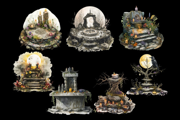 Occult Altar PNG bundle