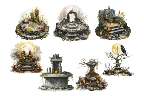 Occult Altar PNG bundle