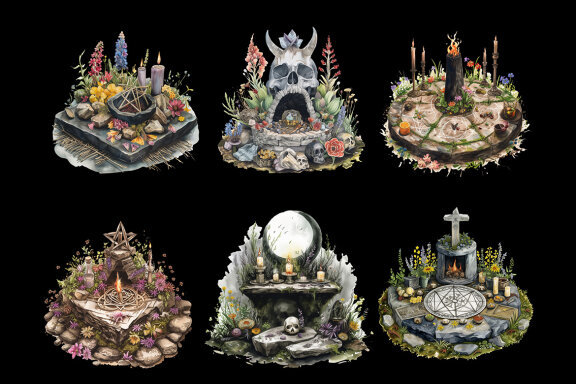 Occult Altar PNG bundle