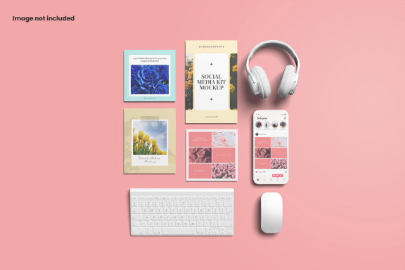Colorful Social Media Kit Mockup