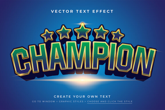 Vector Text Effect - Champion Star