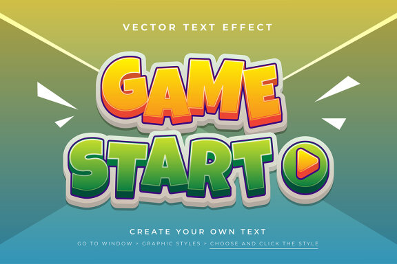 Vector Text Effect - Game Start