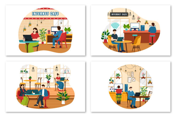 8 Internet Cafe Illustration