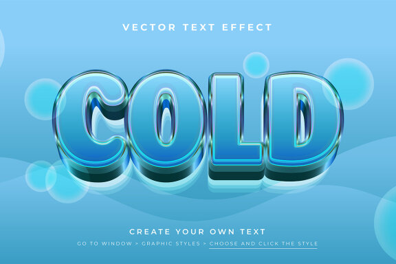 Vector Text Effect - Cold Ice