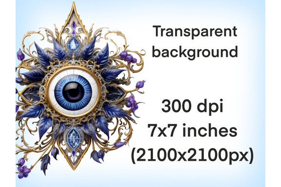 Flower Eye Brooch PNG Bundle