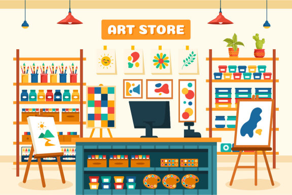 10 Art Store Vector Illustration