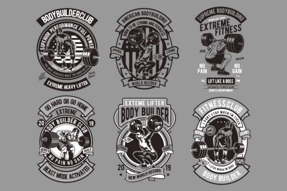 Fitness Badge Design Set