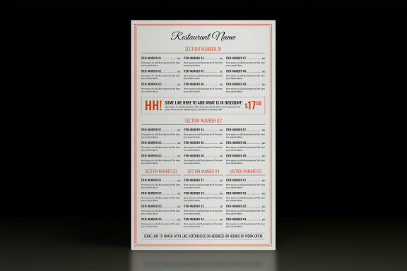 Classy Elegant Food Menu Page Template