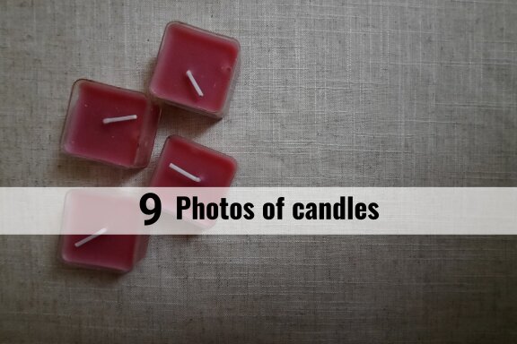 Nine photos of square-shaped candles
