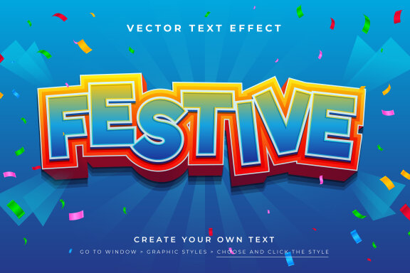 Vector Text Effect - 3D Festival Text