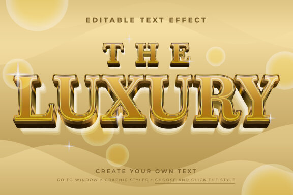 Vector Text Effect - 3D Gold Luxury