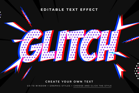 Vector Text Effect - Comic Glitch