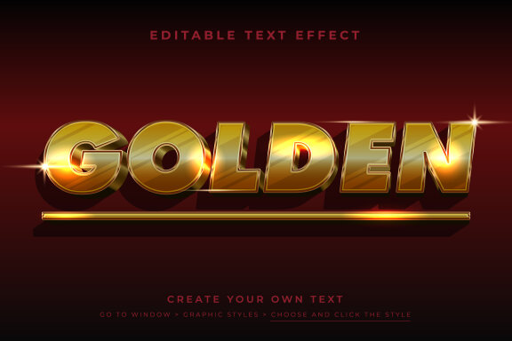 Vector Text Effect - 3D Golden Text