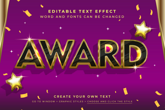 Vector Text Effect - 3D Gold Award