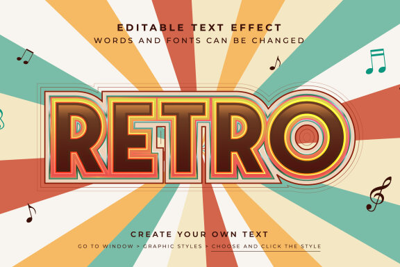 Vector Text Effect - Retro Style 
