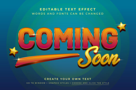 Vector Text Effect - Coming Soon Retro