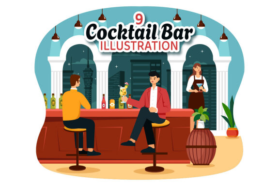 9 Cocktail Bar Illustration