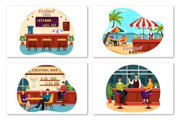 9 Cocktail Bar Illustration