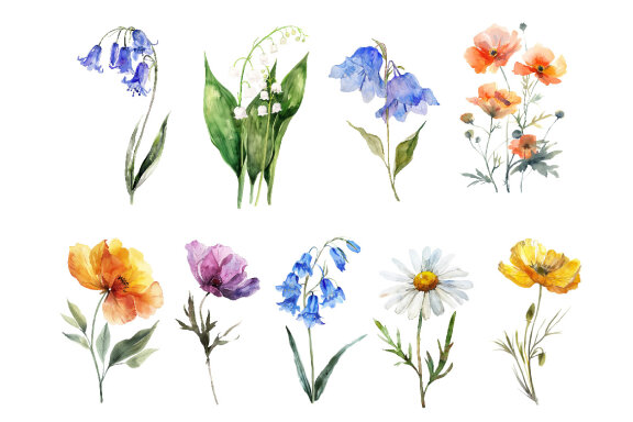 Watercolor Wild Flowers Clipart volume I