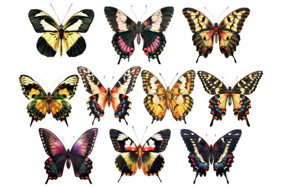 Watercolor Butterfly PNG Bundle