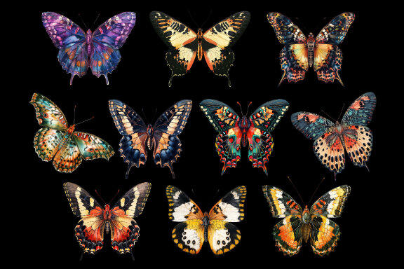 Watercolor Butterfly PNG Bundle