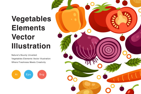 Vegetables Elements Vector Illustration