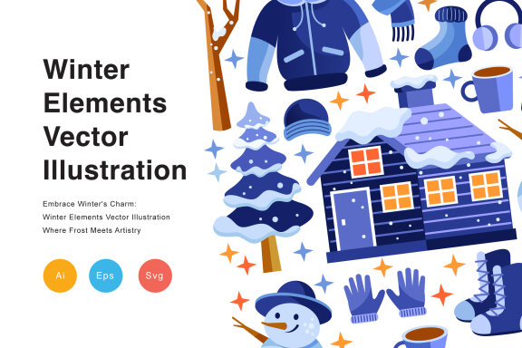Winter Elements Vector Illustration