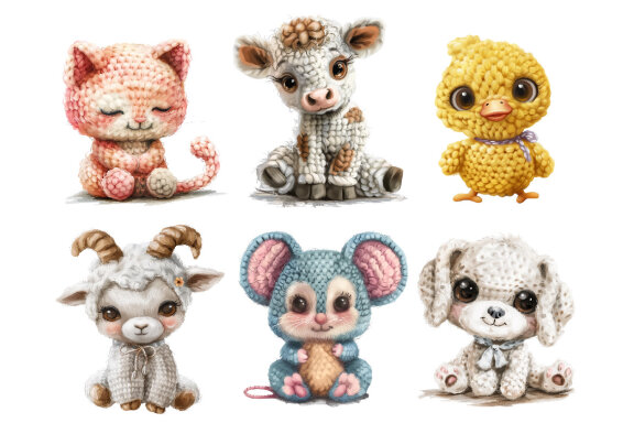 Crochet Farm Baby Animals PNG Bundle