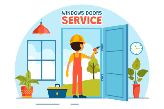 9 Windows and Doors Service Illustration