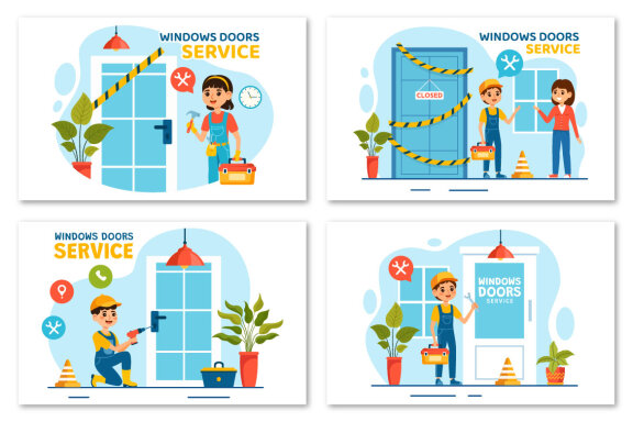 9 Windows and Doors Service Illustration