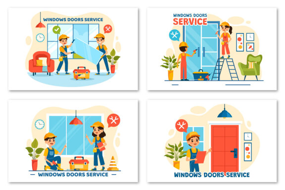 9 Windows and Doors Service Illustration