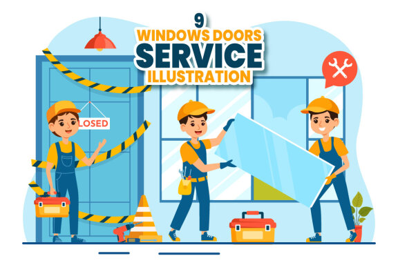 9 Windows and Doors Service Illustration