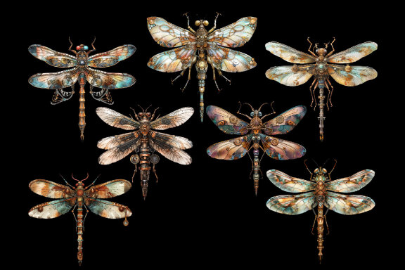Steampunk Dragonfly PNG Bundle