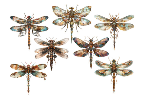 Steampunk Dragonfly PNG Bundle