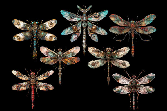 Steampunk Dragonfly PNG Bundle