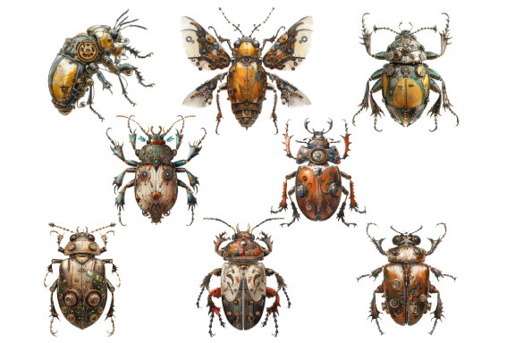 Steampunk Beetle PNG Bundle