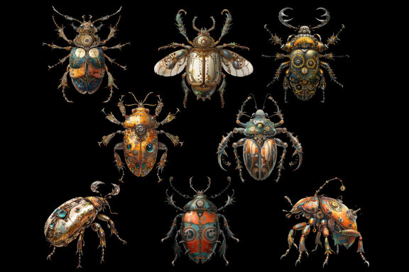 Steampunk Beetle PNG Bundle