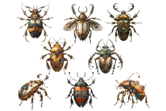 Steampunk Beetle PNG Bundle