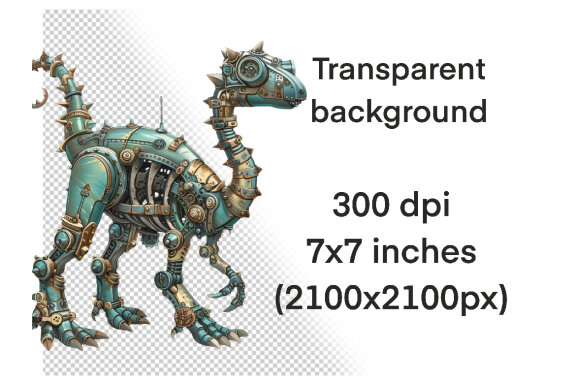 Steampunk Dinosaur PNG Bundle
